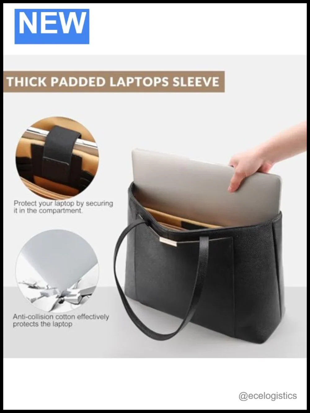 Leather Tote Bag Women Top-Zip Shoulder Handbag with 15